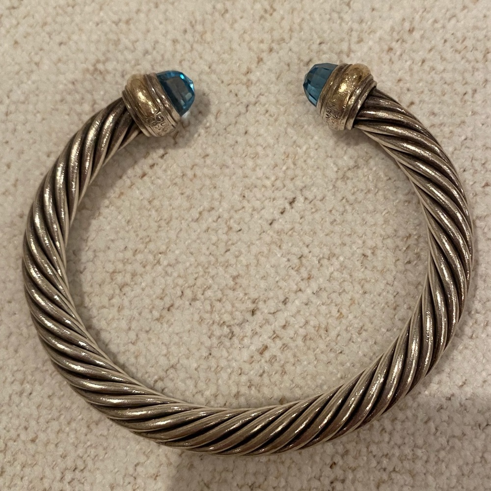 David Yurman Cable Classics Color Bracelet with Blue Topaz and 14K Yellow Gold